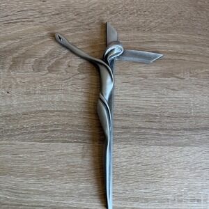 Pewter Good Triumphed Evil Contemporary Serpentine Cross Crucifix, 9 Inch
